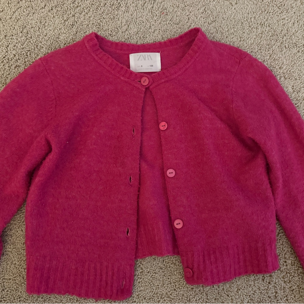 Zara Girl's Fuchsia Cardigan Sweater, size 8